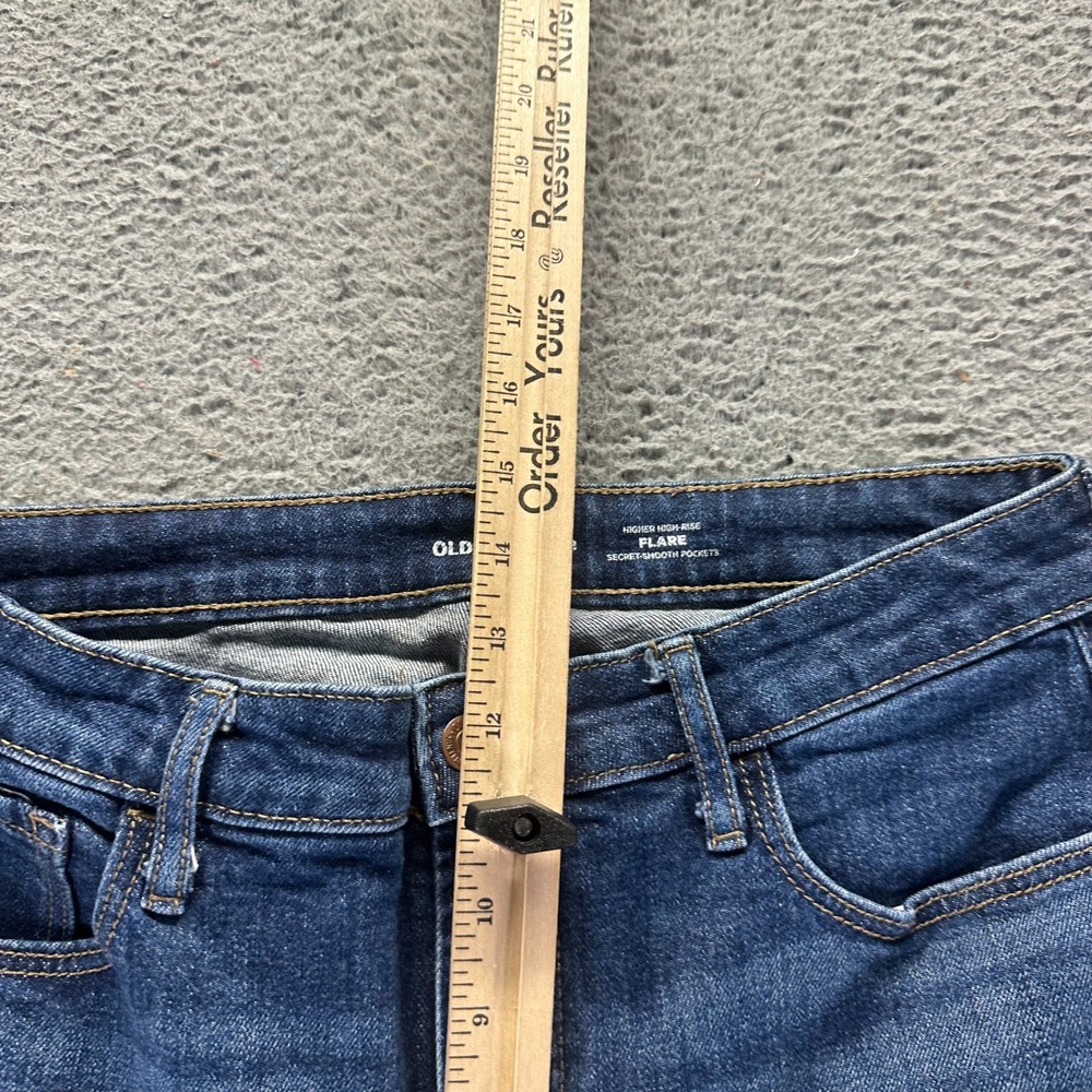 Old Navy Jeans Women's 12 Blue Cotton Denim Flared Workwear Travel Faded Stretch - Picture 4 of 11